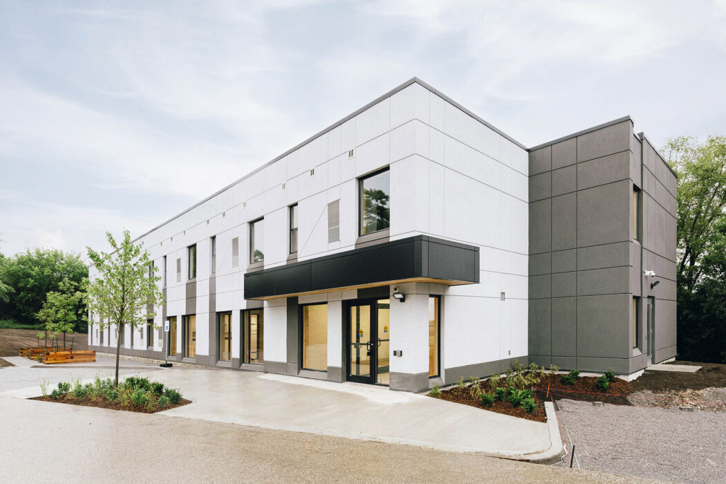 Exterior photo of East Gwillimbury - Passage House mass timber affordable housing project.