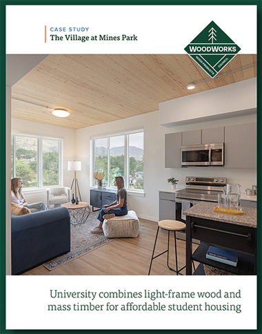 The Village at Mines Park University combines light-frame wood and mass timber for affordable student housing - Woodworks case study.