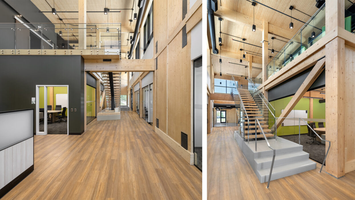 Interior of the Element5 mass timber offices.